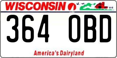 WI license plate 364OBD
