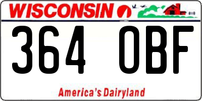 WI license plate 364OBF