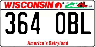 WI license plate 364OBL