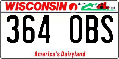 WI license plate 364OBS