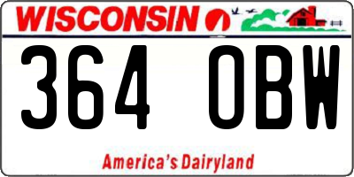 WI license plate 364OBW