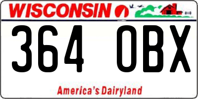 WI license plate 364OBX