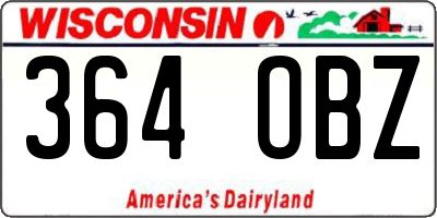 WI license plate 364OBZ