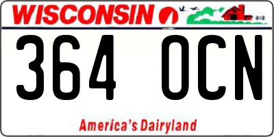 WI license plate 364OCN