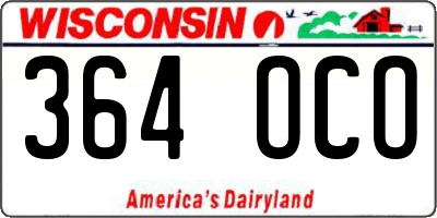 WI license plate 364OCO