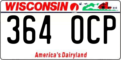 WI license plate 364OCP