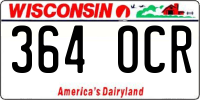 WI license plate 364OCR