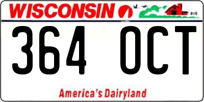 WI license plate 364OCT