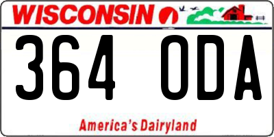 WI license plate 364ODA