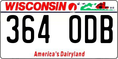 WI license plate 364ODB