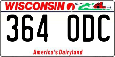 WI license plate 364ODC