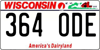 WI license plate 364ODE