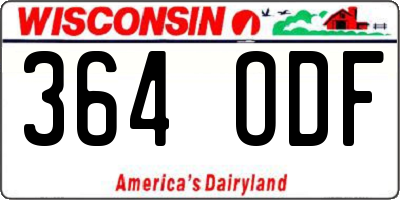 WI license plate 364ODF