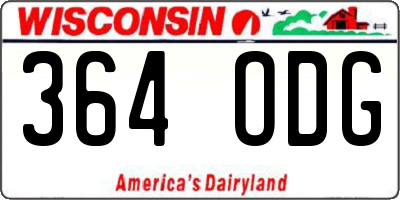 WI license plate 364ODG