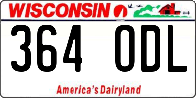 WI license plate 364ODL