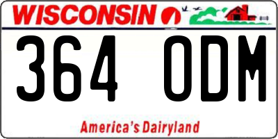 WI license plate 364ODM