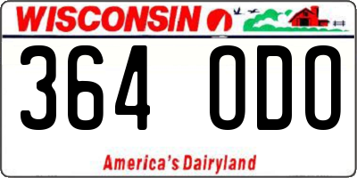 WI license plate 364ODO