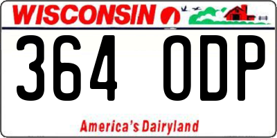 WI license plate 364ODP