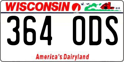 WI license plate 364ODS