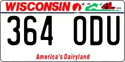 WI license plate 364ODU