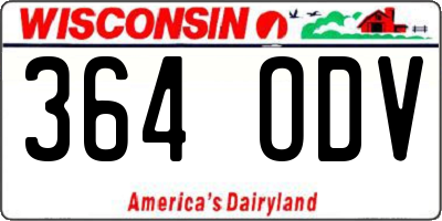 WI license plate 364ODV