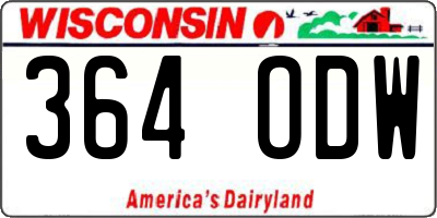 WI license plate 364ODW