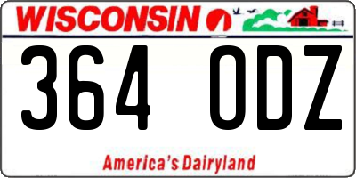 WI license plate 364ODZ