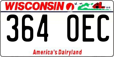 WI license plate 364OEC