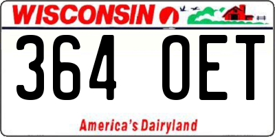 WI license plate 364OET