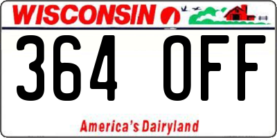 WI license plate 364OFF