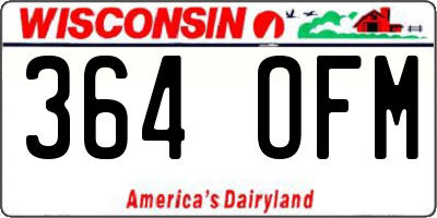 WI license plate 364OFM