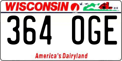WI license plate 364OGE