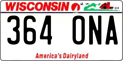 WI license plate 364ONA