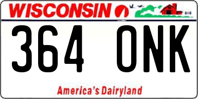 WI license plate 364ONK