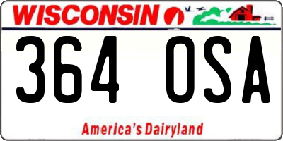 WI license plate 364OSA
