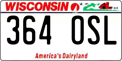 WI license plate 364OSL
