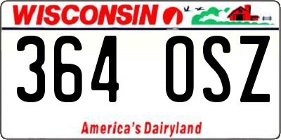 WI license plate 364OSZ