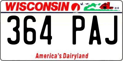 WI license plate 364PAJ