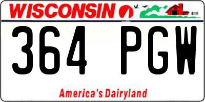 WI license plate 364PGW
