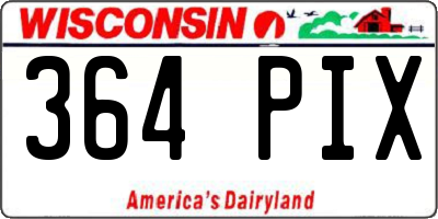 WI license plate 364PIX