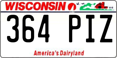 WI license plate 364PIZ
