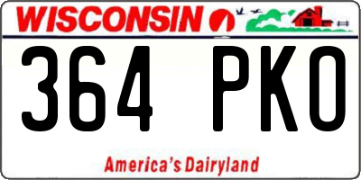 WI license plate 364PKO