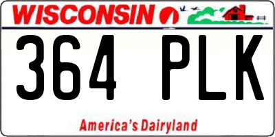 WI license plate 364PLK