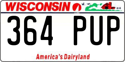 WI license plate 364PUP