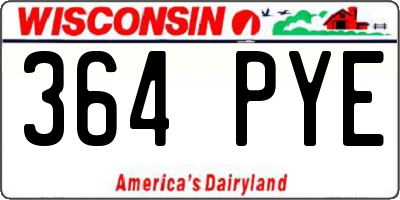 WI license plate 364PYE