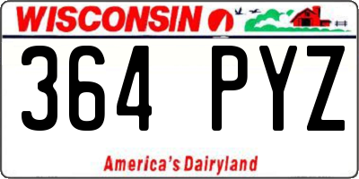 WI license plate 364PYZ