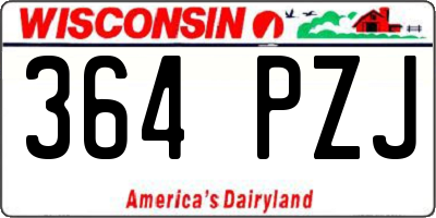 WI license plate 364PZJ