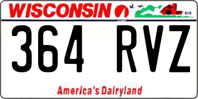 WI license plate 364RVZ