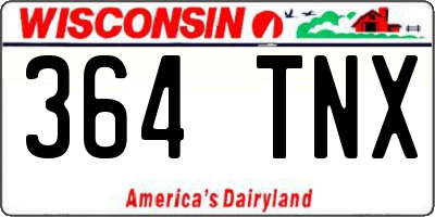 WI license plate 364TNX
