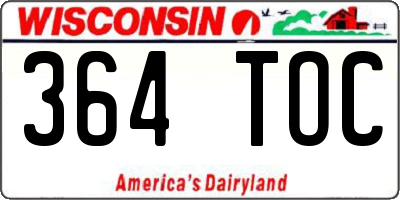 WI license plate 364TOC